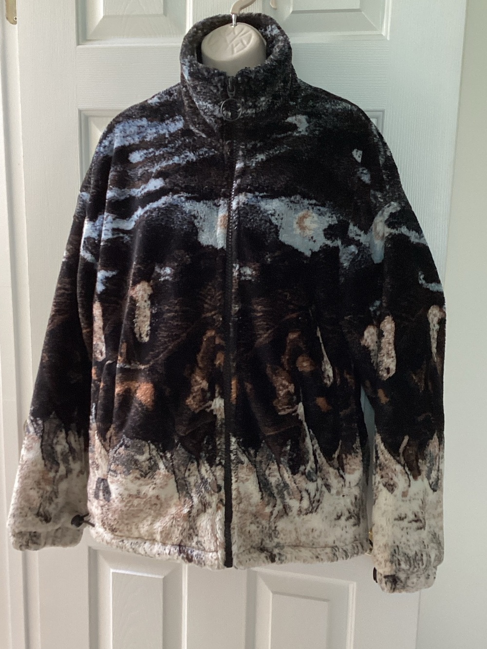 Zara faux fur jacket horse equestrian Animal Naturecore cozy western cowboy S M